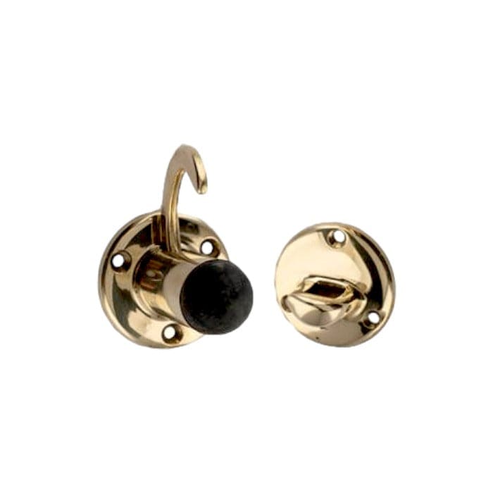 5072 | Dørstopper med hold i Blank Messing uden Lak / Sort Ø 20 mm x D 72 mm Sibes KC-204080 FINICC