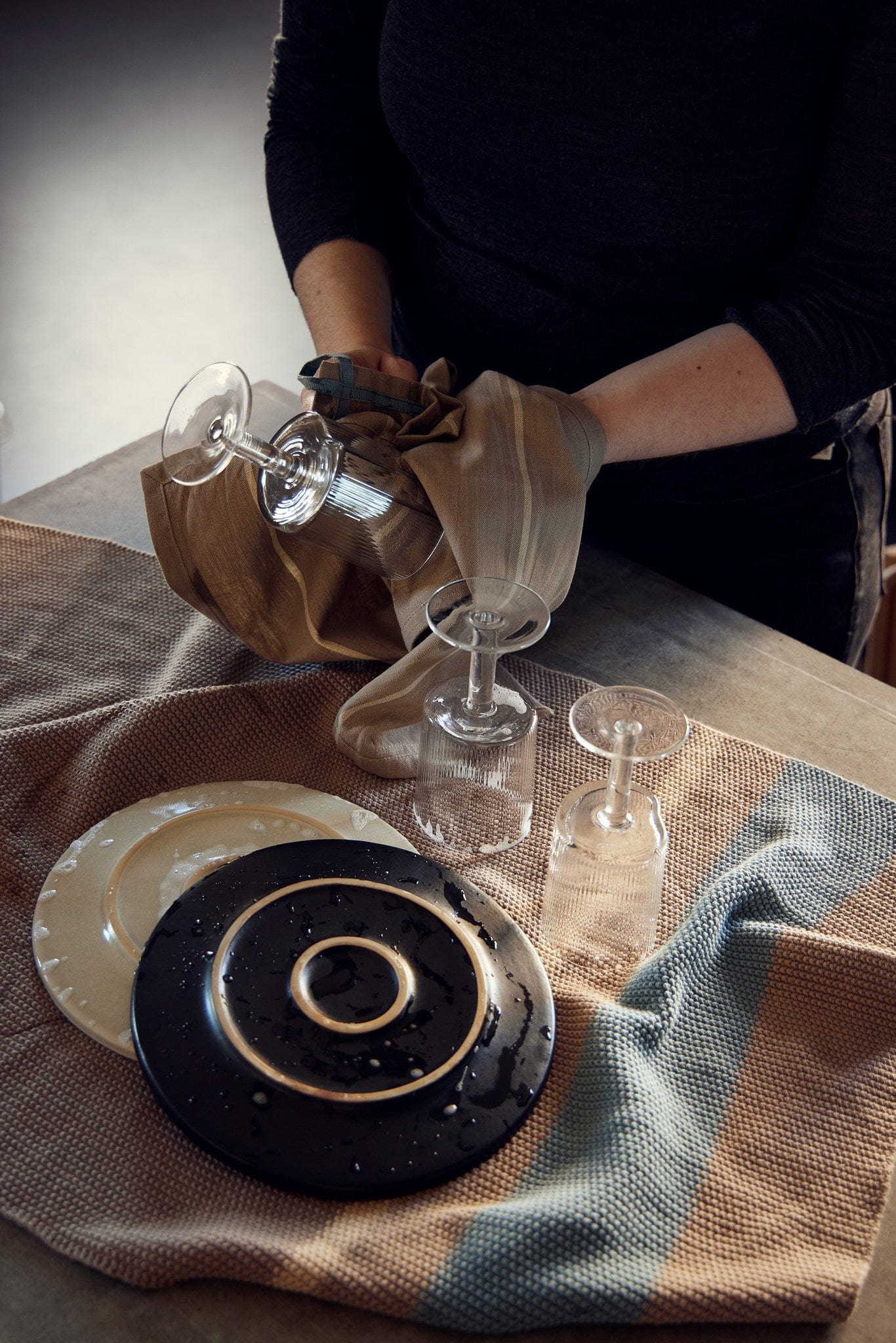 Andersen | Køkkenhåndklæde i Oat/Beige/Blå L 80 cm x B 50 cm Andersen Furniture AF4-414003 FINICC