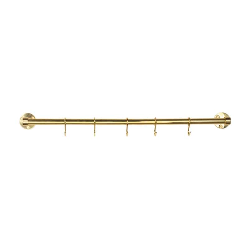Aveny | Køkkenstang i Blank Messing uden Lak - inkl. 6 kroge - 640 mm L 640 mm x D 70 mm Beslag Design 948000-41 FINICC
