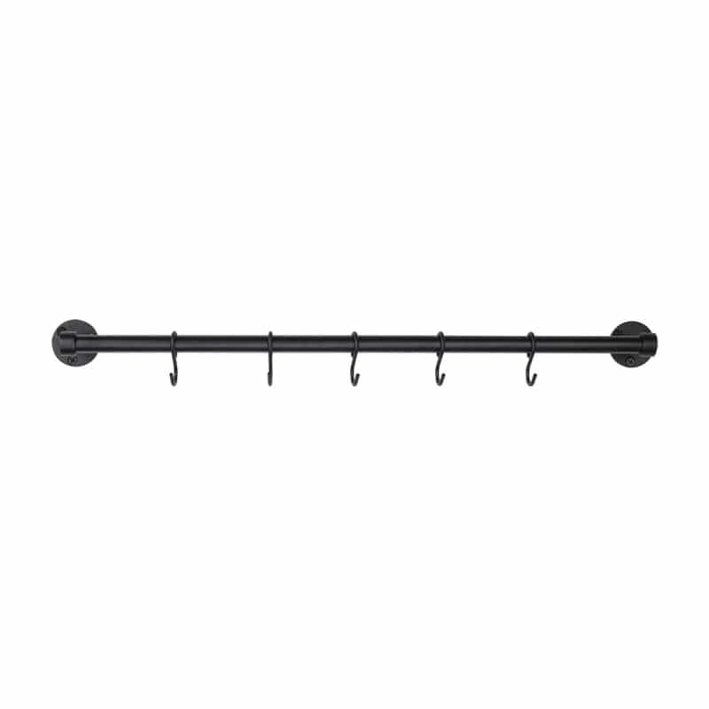 Aveny | Køkkenstang i Mat Sort - inkl. 6 kroge - 640 mm L 640 mm x D 70 mm Beslag Design 948002-41 FINICC