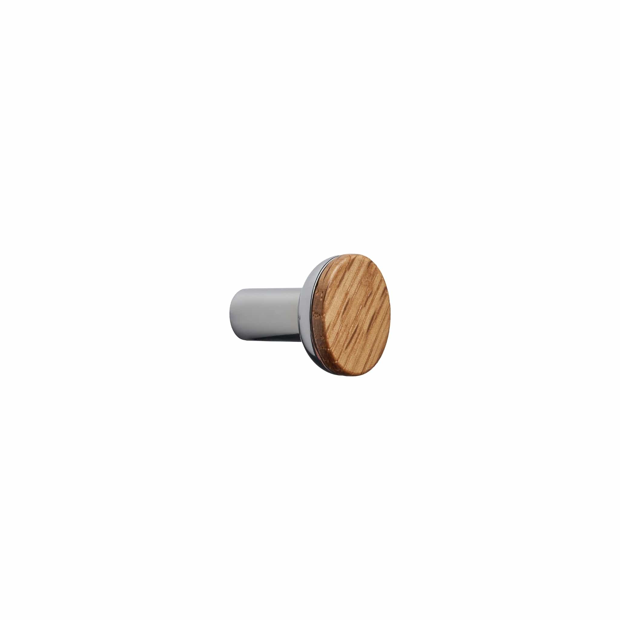 Bis | Knop i Lakeret Eg / Blank Krom Ø 24 mm x D 28 mm Furnipart FINICC
