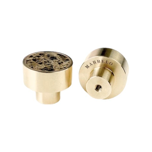 Breeze | Knop/Knage i Messing og Brun Marmor Ø 30 mm x D 25 mm MARBELO MB-01-M FINICC