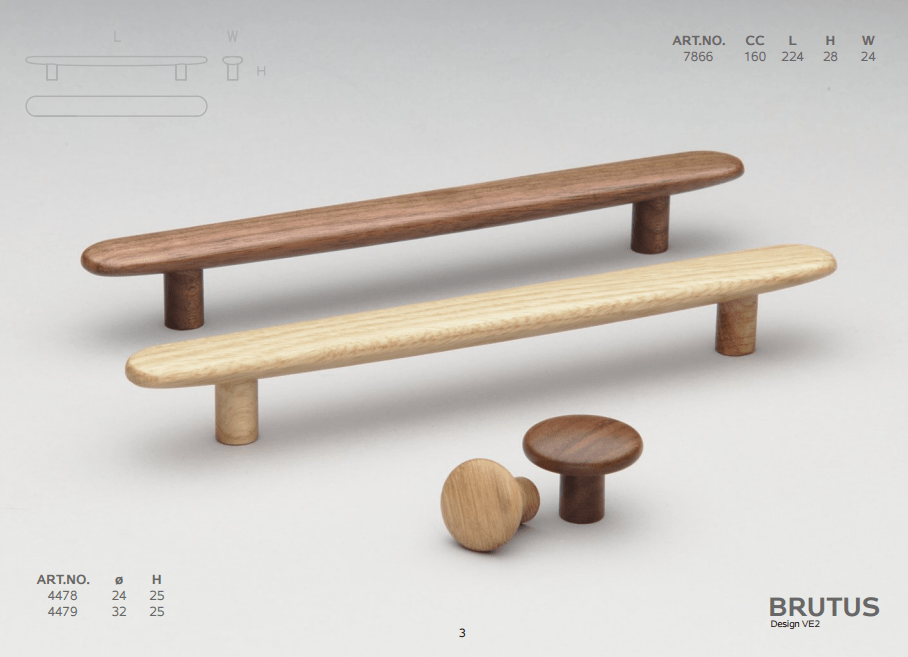 Brutus | Møbelknop eller Knage i Lakeret Eg Ø 32 mm x D 25 mm Vonsild VS-106220032-052 FINICC