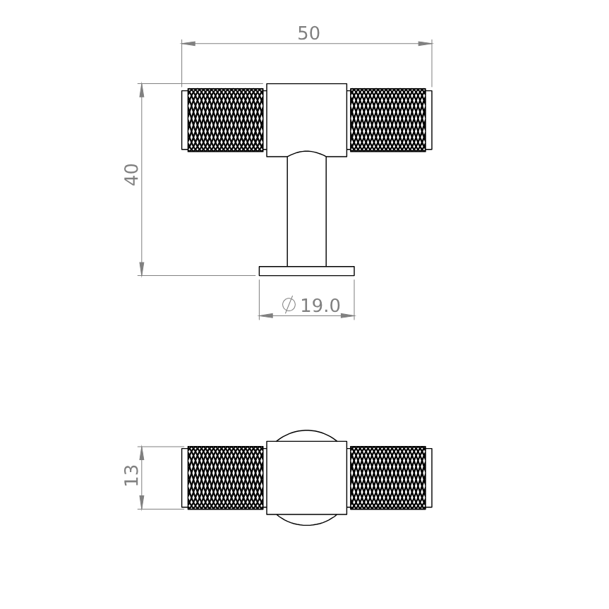 Carlisle Cross T-Bar | Greb/Knop i Børstet Rustfrit Stål Finish L 50 mm x D 40 mm Carlisle Brass FTD701SN FINICC