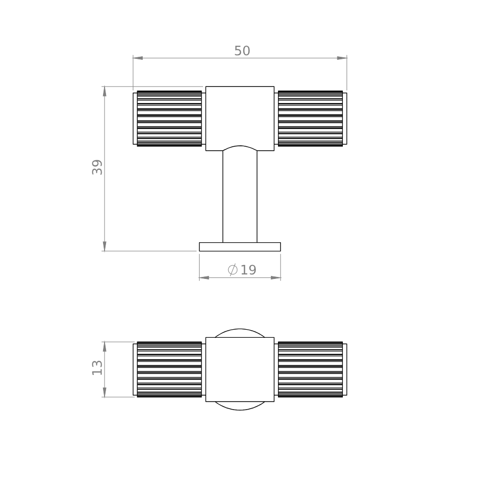 Carlisle Lines T-Bar | Greb/Knop i Blank Krom L 50 mm x D 40 mm Carlisle Brass FTD711CP FINICC