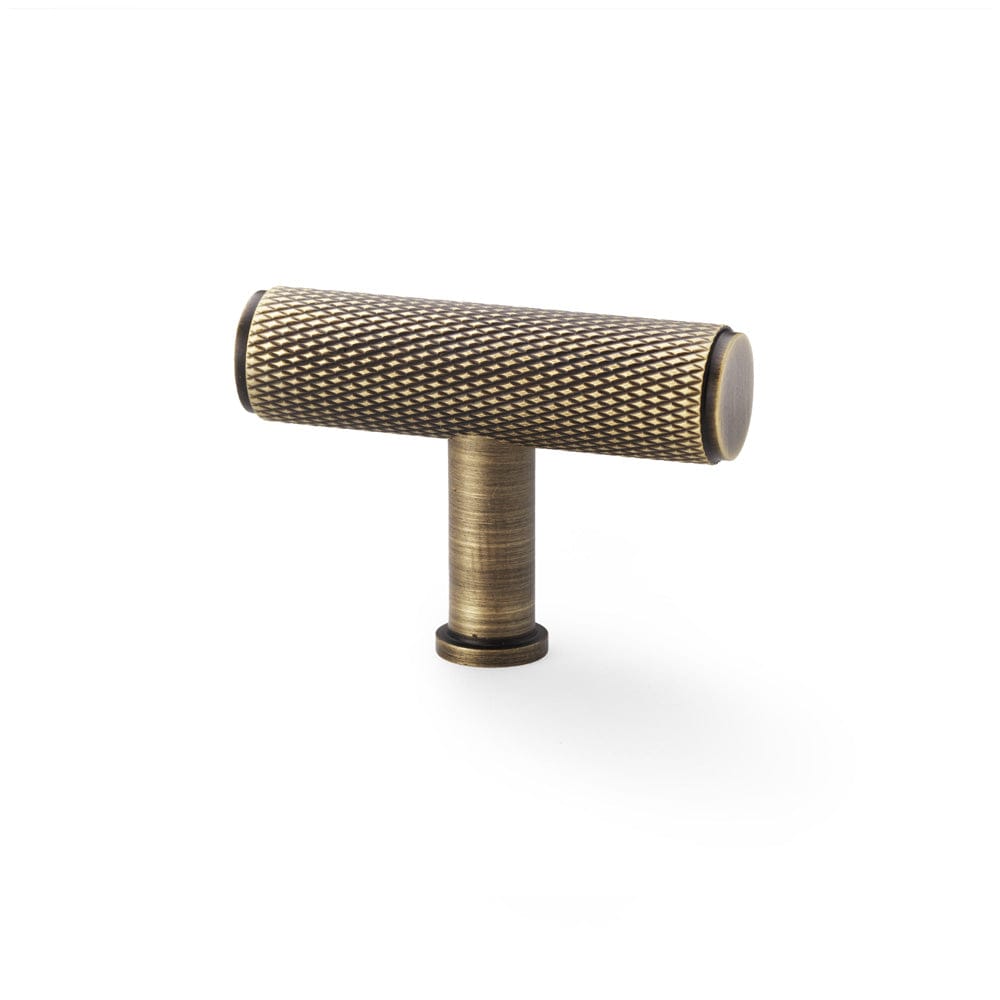 Crispin T-Bar Knurled | Greb/Knop i Antik Messing L 55 mm x D 38 mm Alexander & Wilks AW801-55-AB FINICC