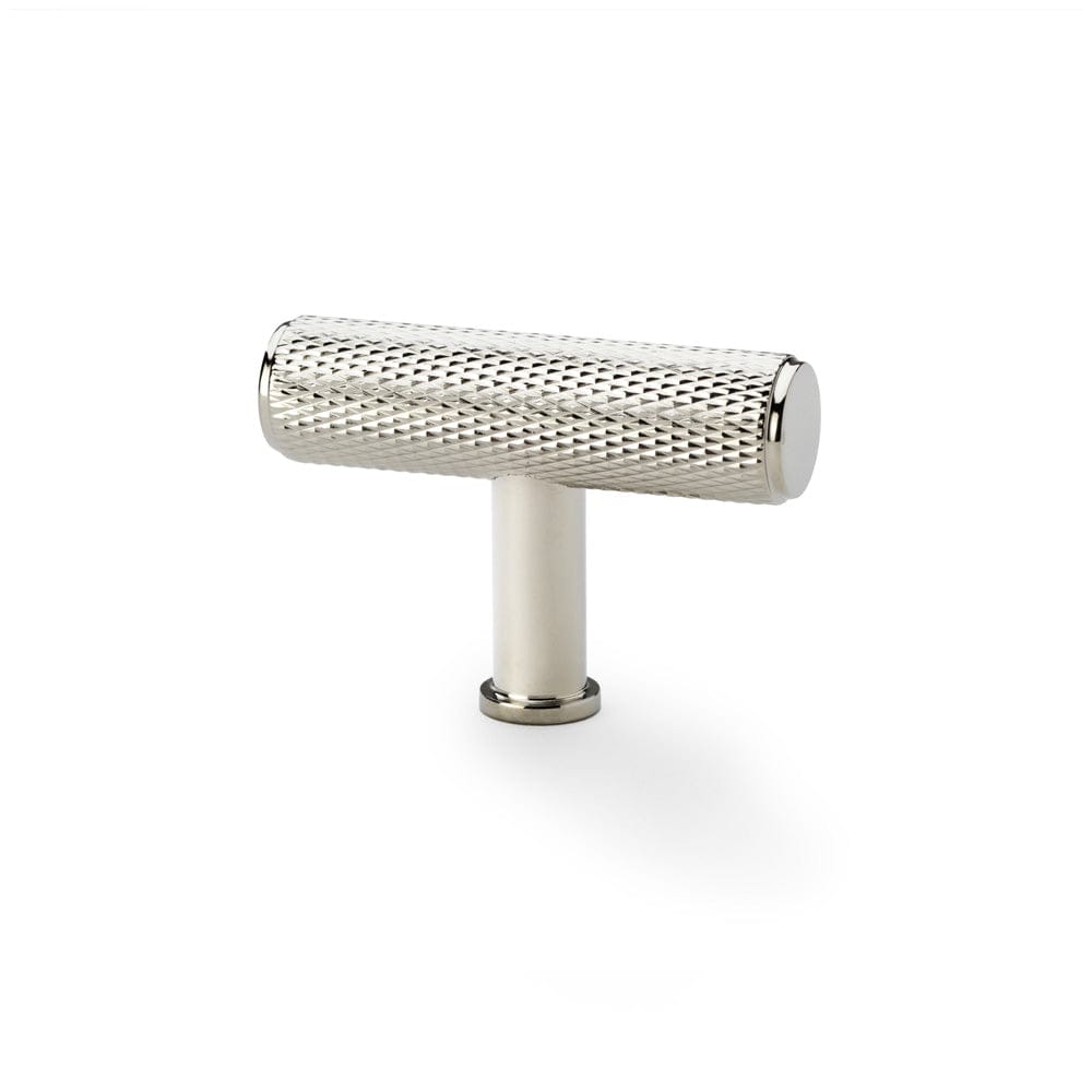 Crispin T-Bar Knurled | Greb/Knop i Blank Nikkel L 55 mm x D 38 mm Alexander & Wilks AW801-55-PN FINICC