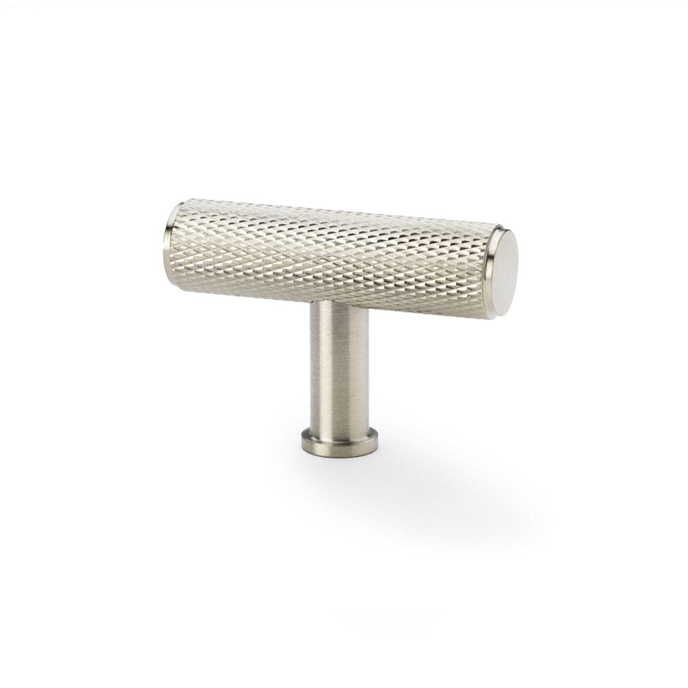 Crispin T-Bar Knurled | Greb/Knop i Rustfrit Stål Finish L 55 mm x D 38 mm Alexander & Wilks AW801-55-SN FINICC