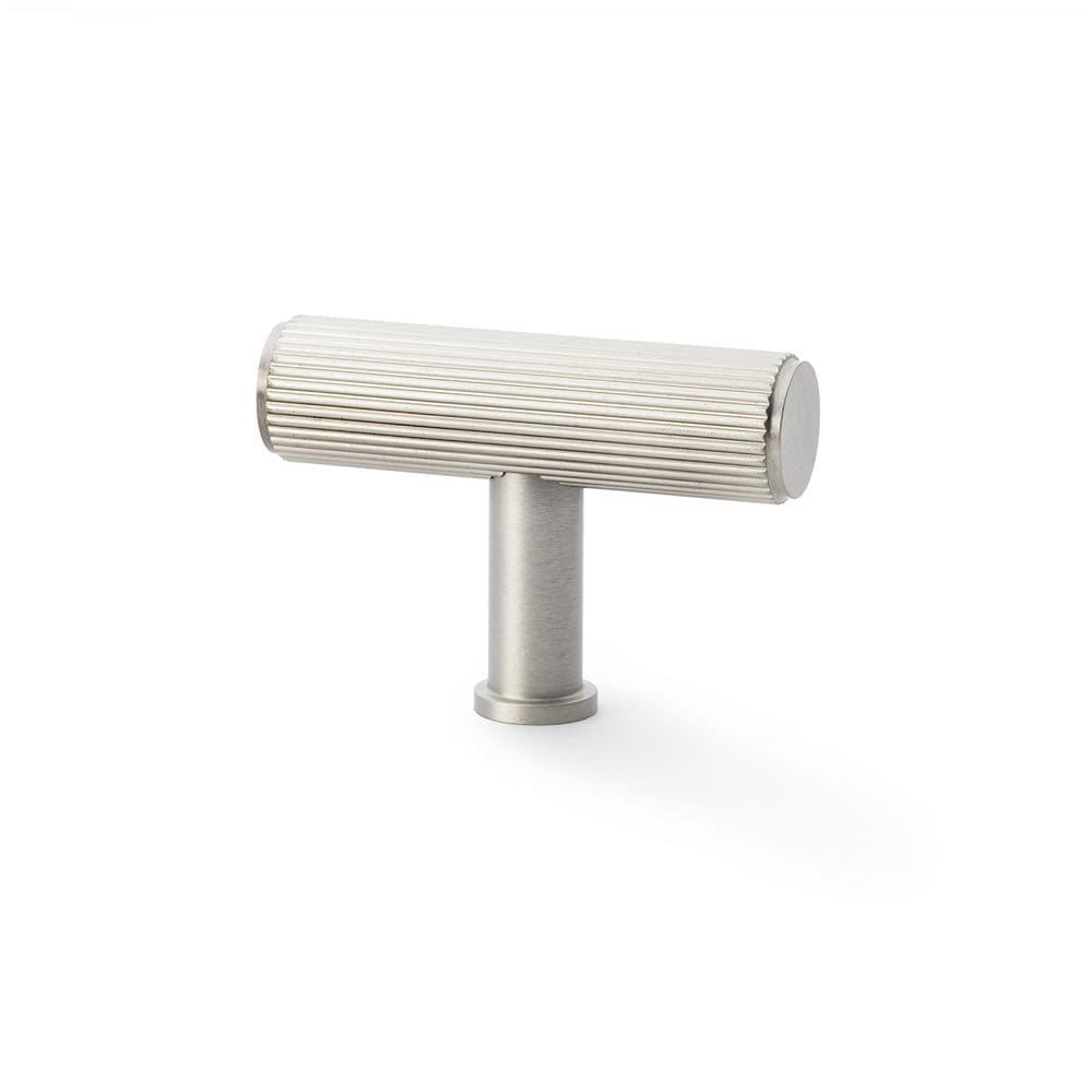 Crispin T-Bar Reeded | Greb/Knop i Rustfrit Stål Finish L 55 mm x D 38 mm Alexander & Wilks AW801R-55-SN FINICC