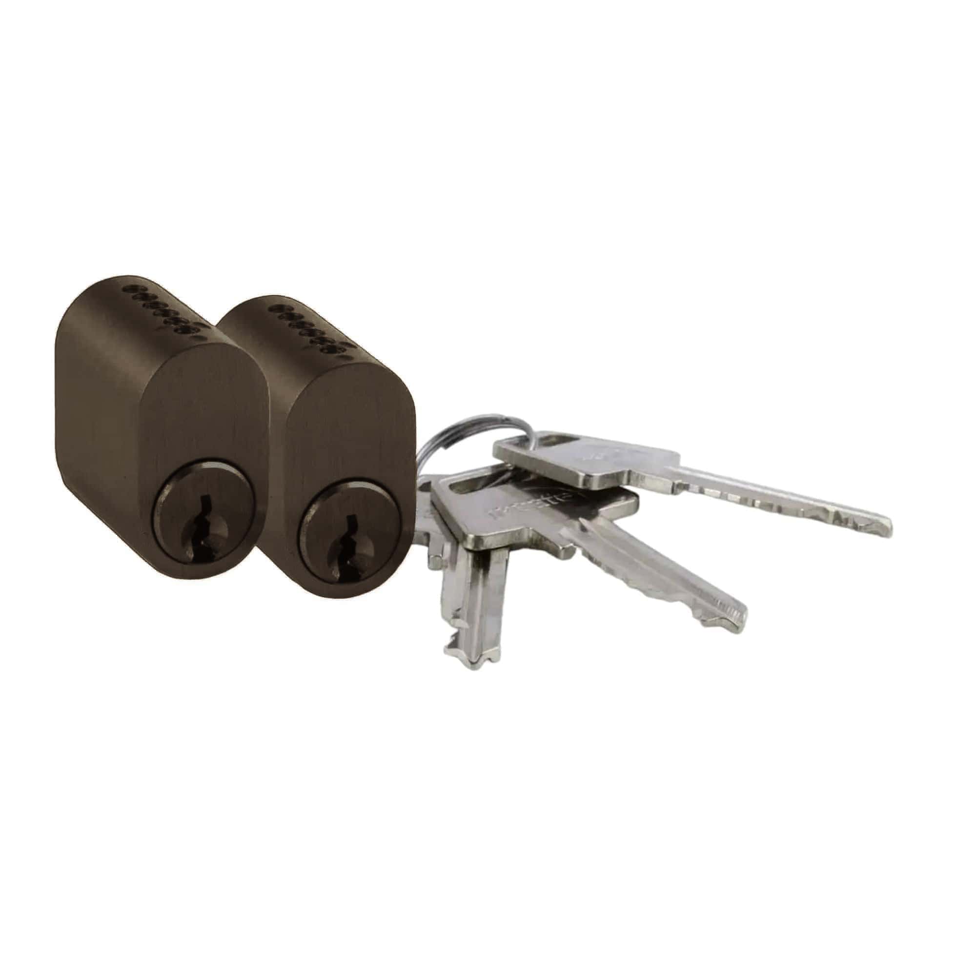 Cylinderlås Sæt til hoveddør i Bruneret Messing uden Lak (2stk enslukkende), 6-stiftet inkl. 3 nøgler Jasa KC-240338-BB FINICC