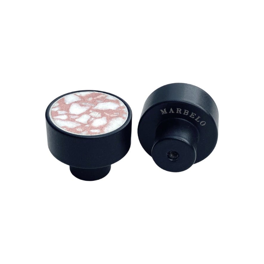 Delight | Knop/Knage i Sort og Pink Terrazzo Ø 30 mm x D 25 mm MARBELO FINICC