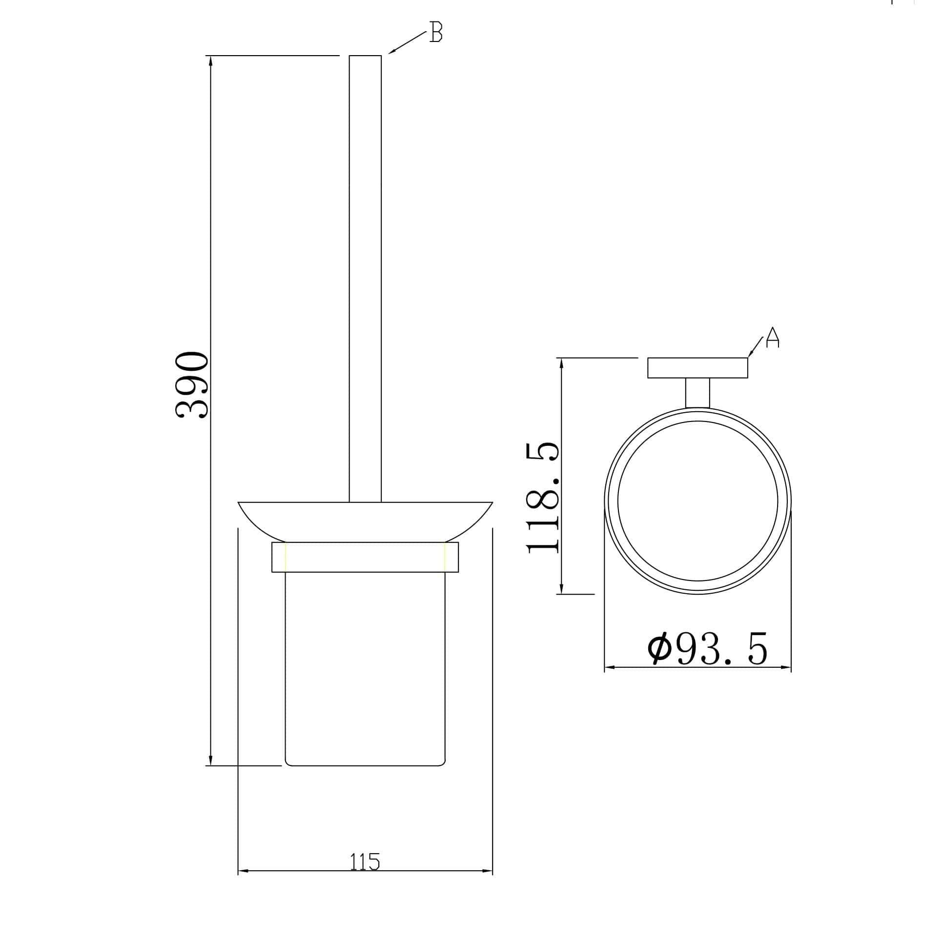 Dijon/Toulon | Toiletbørste i Blank Krom Theofils TF-17000067 FINICC