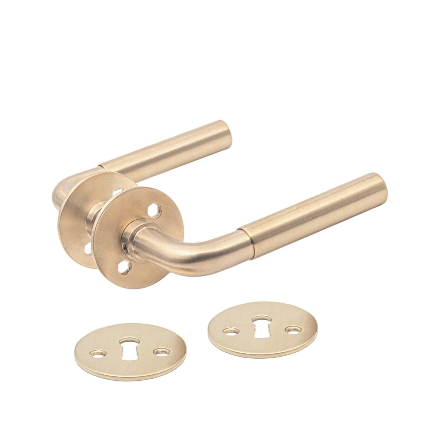 Funkis Slim | Dørhåndtag i Børstet Messing uden Lak inkl nøgleskilte L 110 mm (C/C 30 mm) Sibes KC-205375 FINICC