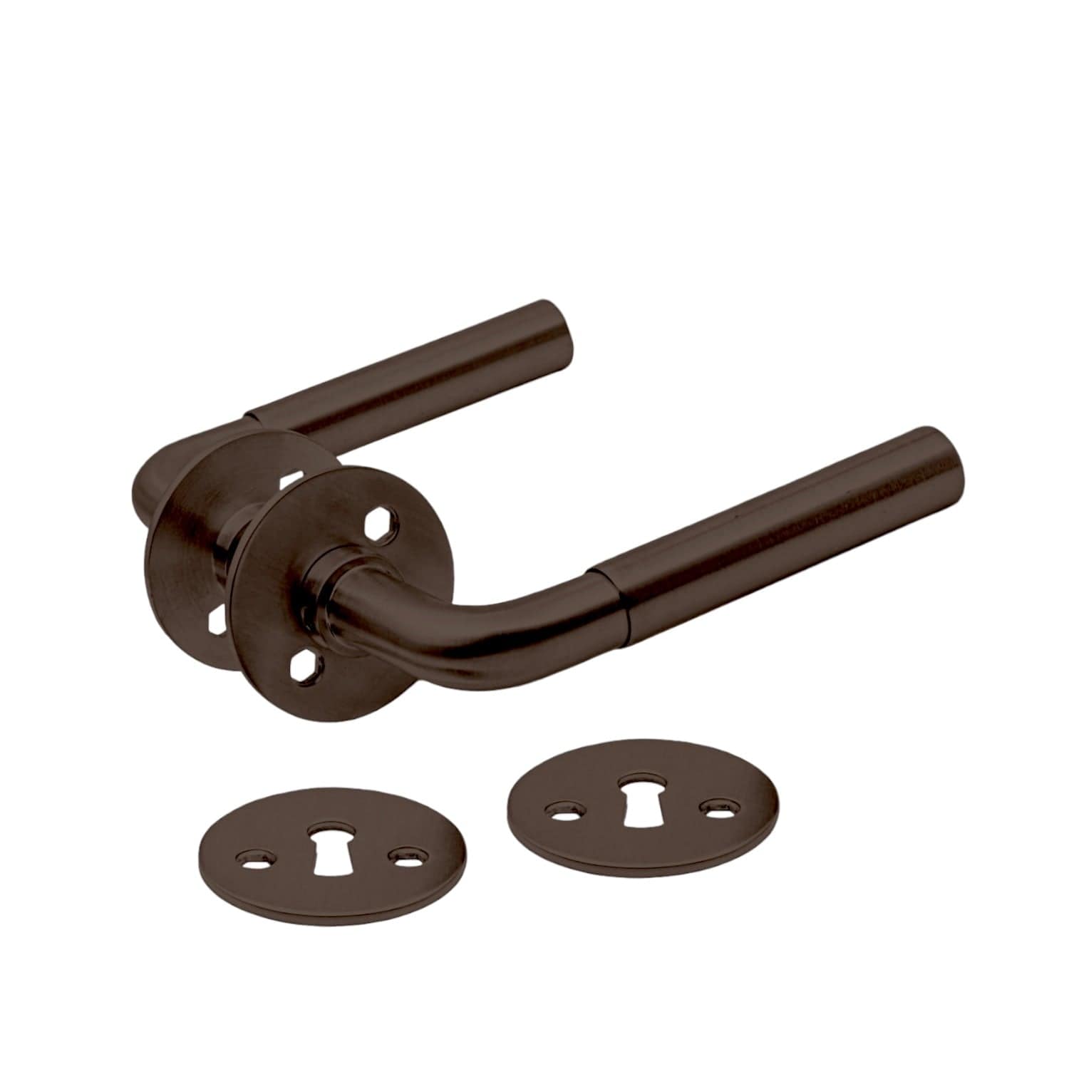 Funkis Slim | Dørhåndtag i Bruneret Messing uden Lak inkl nøgleskilte L 110 mm (C/C 30 mm) Sibes KC-205344 FINICC