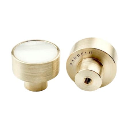Haven | Knop/Knage i Messing og Hvid Marmor Ø 30 mm x D 25 mm MARBELO FINICC