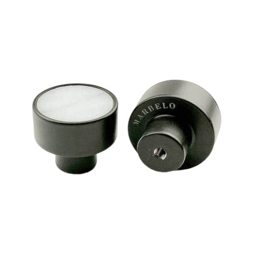 Haven | Knop/Knage i Sort og Hvid Marmor Ø 30 mm x D 25 mm MARBELO MB-04-M FINICC