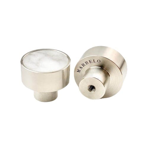 Haven | Knop/Knage i Stål og Hvid Marmor Ø 30 mm x D 25 mm MARBELO FINICC