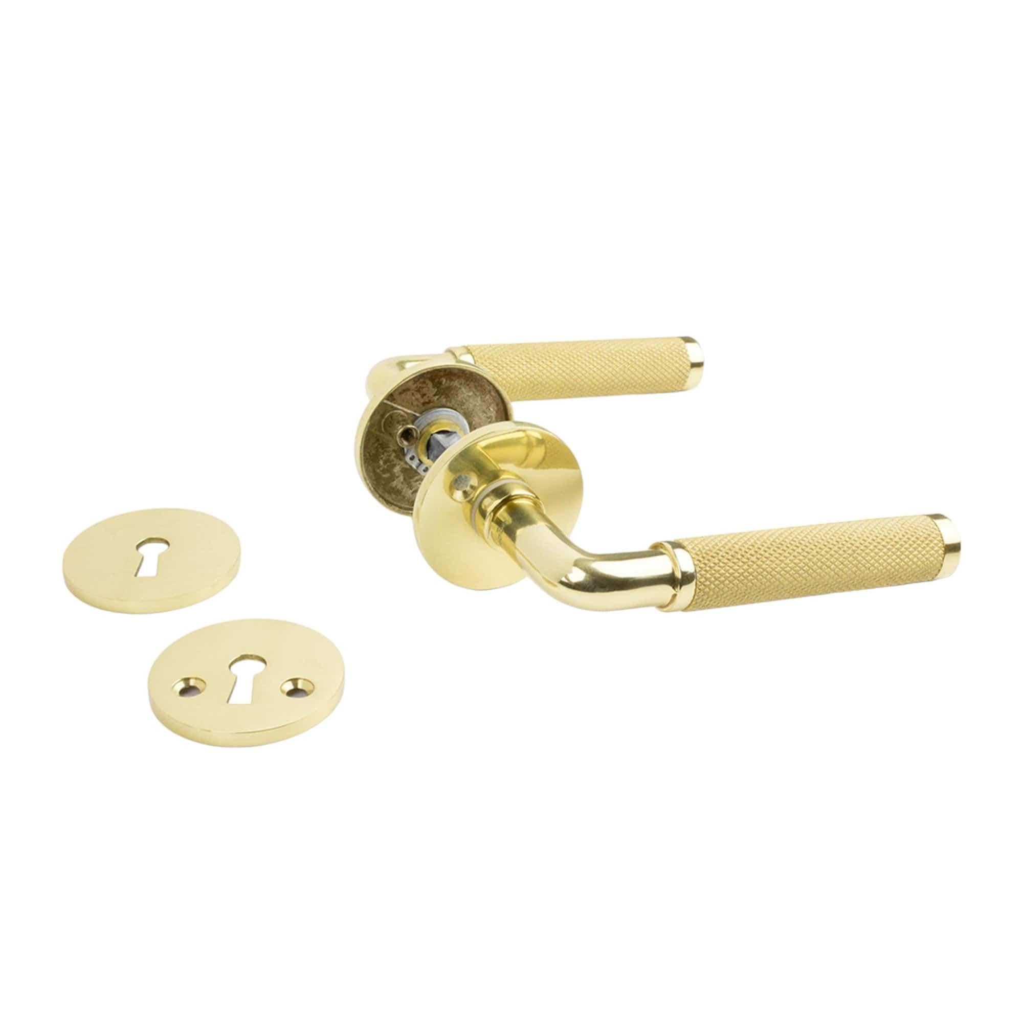 Lexington | Dørhåndtag i Blank Messing med Lak inkl nøgleskilte L 124 mm (C/C 30 mm) Habo HB-18014 FINICC