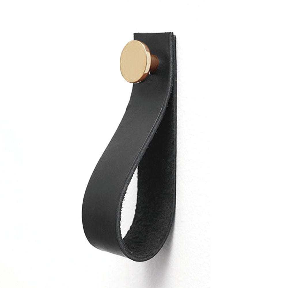 Loop Strap | Knage i Sort Læder med Messing Skrue L 30 mm x B 145 mm Et Al FINICC