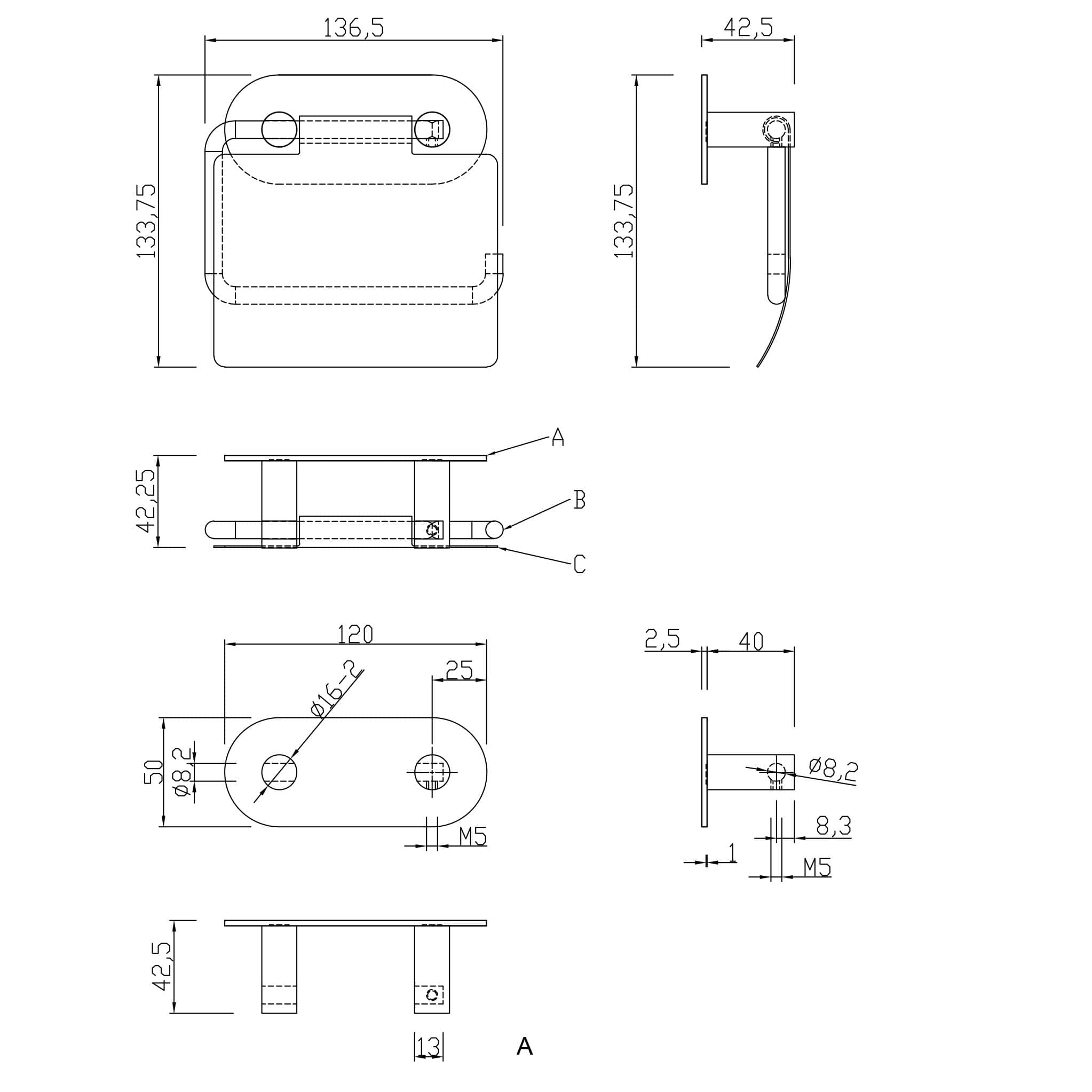 Nantes | Toiletrulleholder i Blank Krom Theofils TF-17000009 FINICC