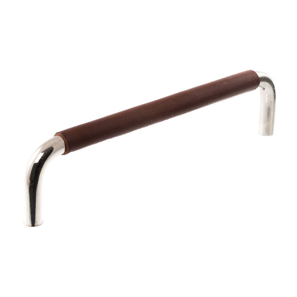 Royal Skin | Greb i Nikkel med Brun Læder L 103 mm (C/C 96 mm) Et Al FINICC