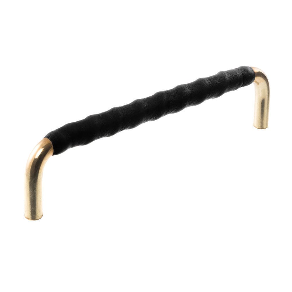 Royal Twist | Greb i Messing med Sort Læder L 103 mm (C/C 96 mm) Et Al FINICC
