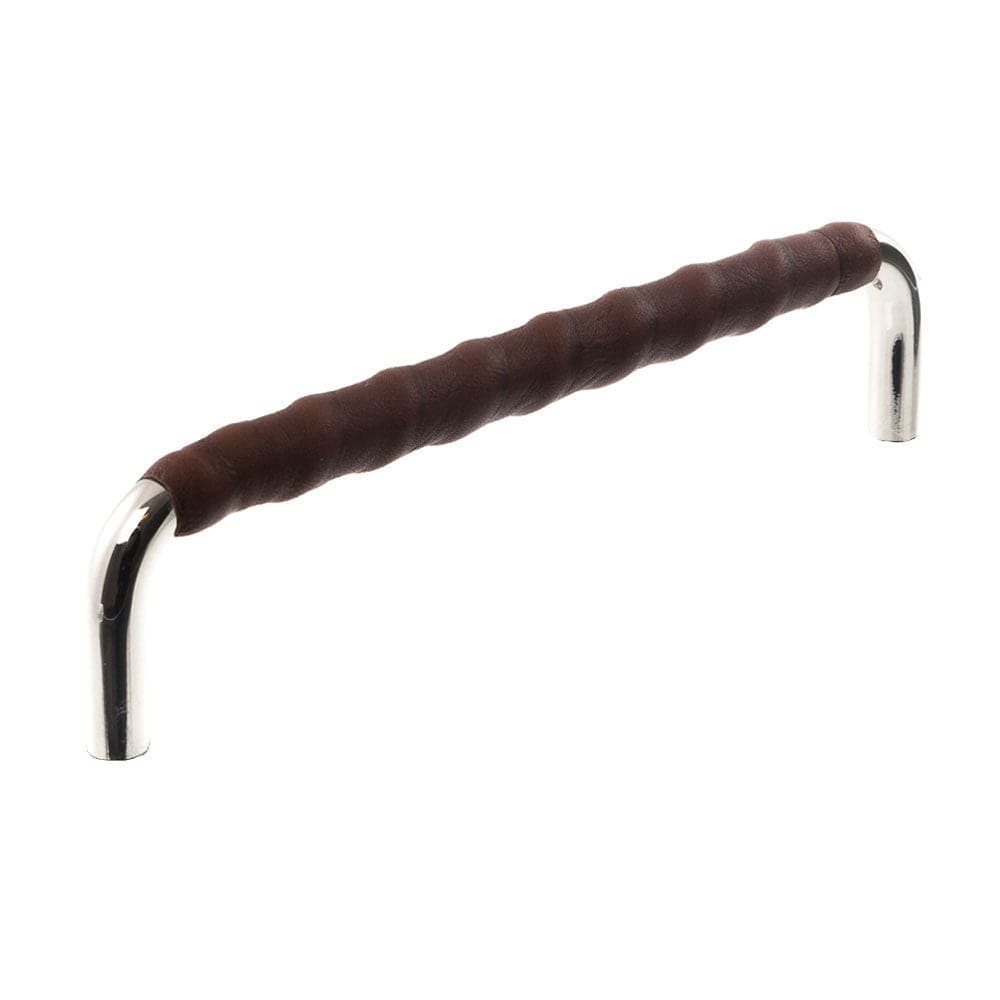 Royal Twist | Greb i Nikkel med Brun Læder L 103 mm (C/C 96 mm) Et Al FINICC