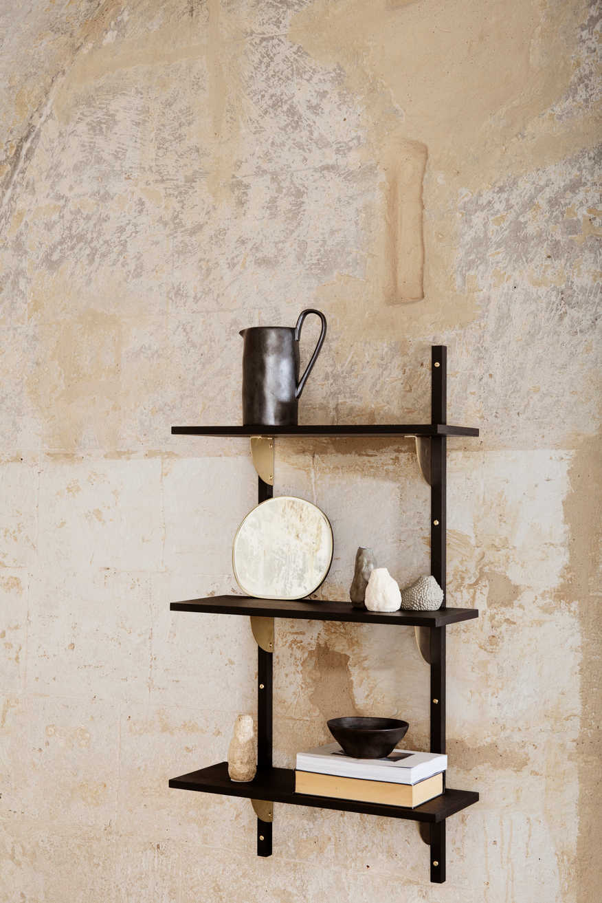 Sector Shelf Tripple/Narrow - Black Ash/Brass ferm LIVING FL-1103412860 FINICC