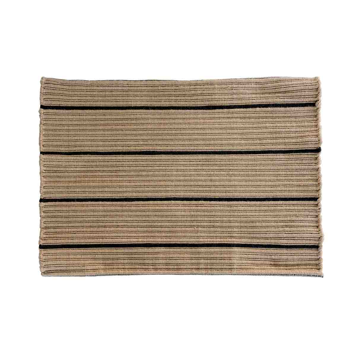 Stripe | Dørmåtte 50X72 Cm - Beige/Sort - Genanvendt Polyester L 72 cm x B 50 cm MOUD Home MH-211210 FINICC