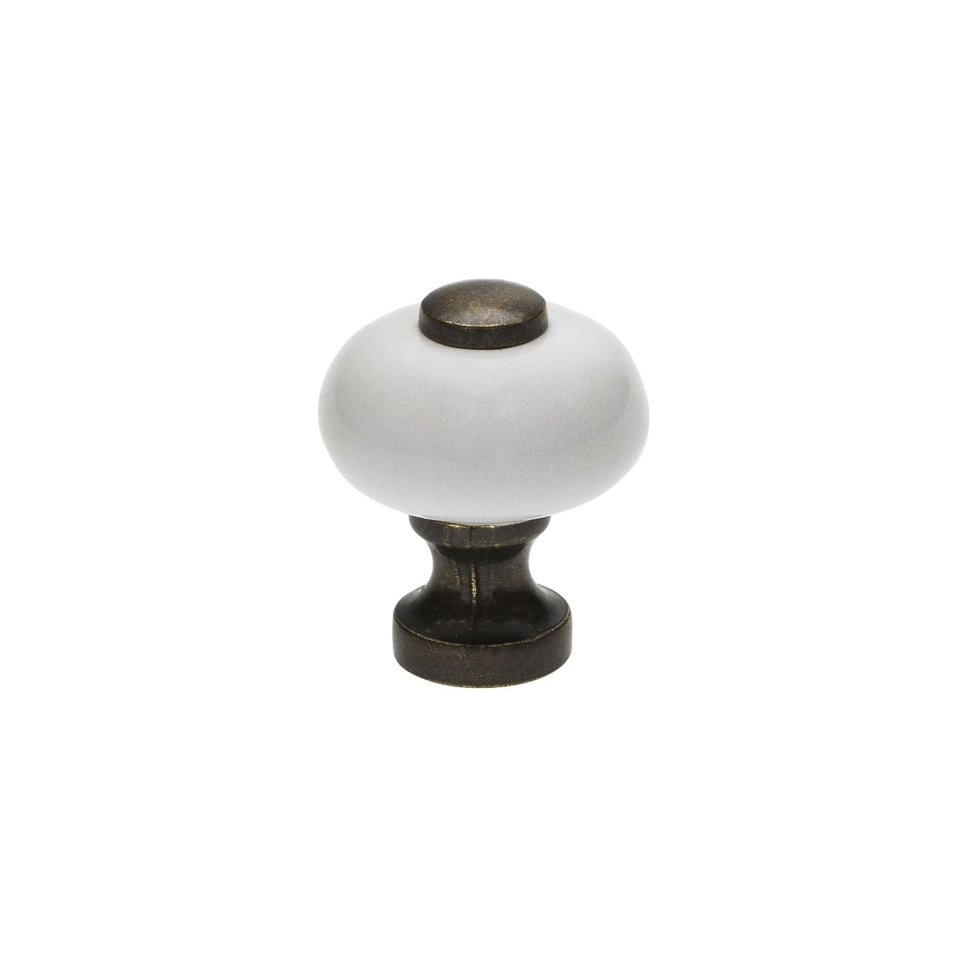 Tod | Knop i Hvid Porcelæn / Antik Messing Ø 25 mm x D 29 mm SIRO FINICC