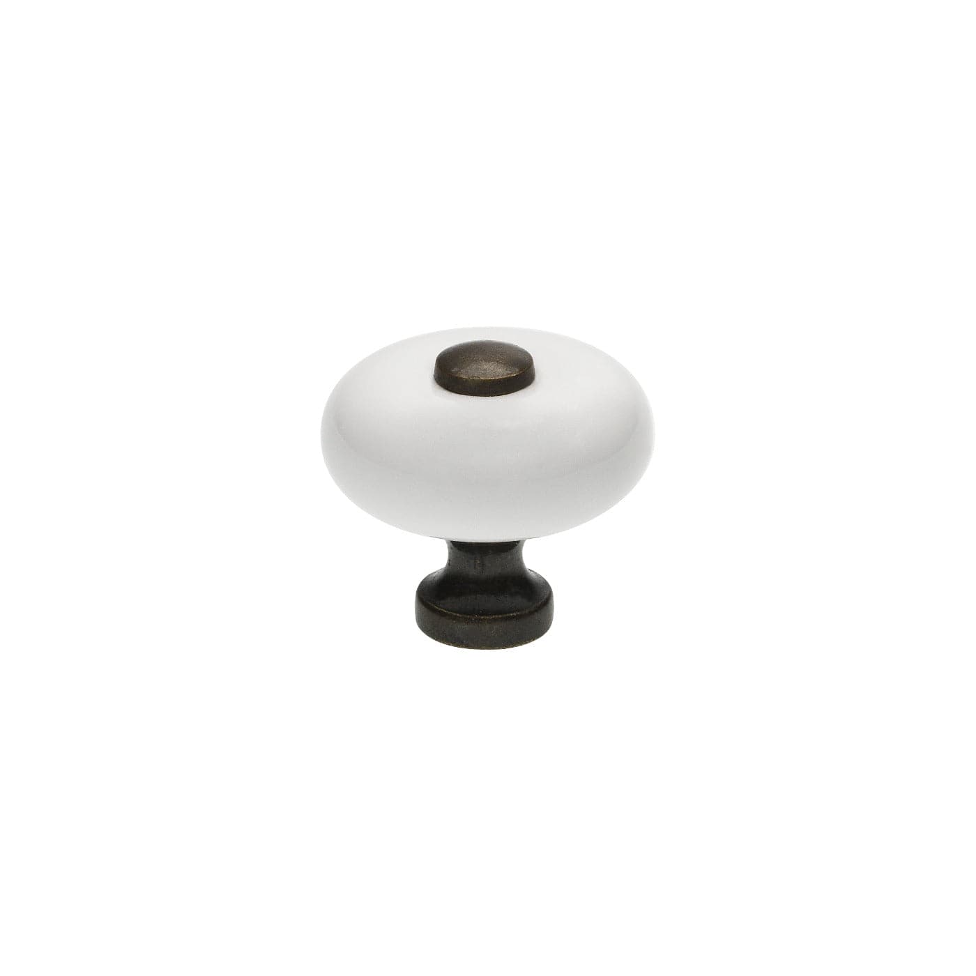 Tod | Knop i Hvid Porcelæn / Antik Messing Ø 31 mm x D 29 mm SIRO FINICC