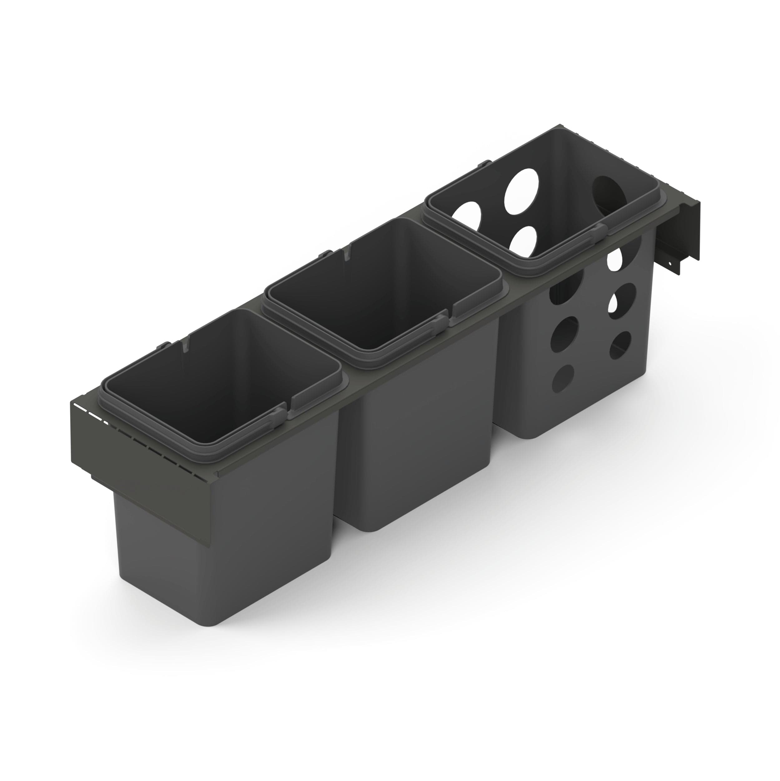 Toledo 80x35 | Affaldssystem til 80 cm skuffe inkl. 3x7 liters spande (systemdybde 35 cm) - Antracit Grå Theofils TF-630018 FINICC