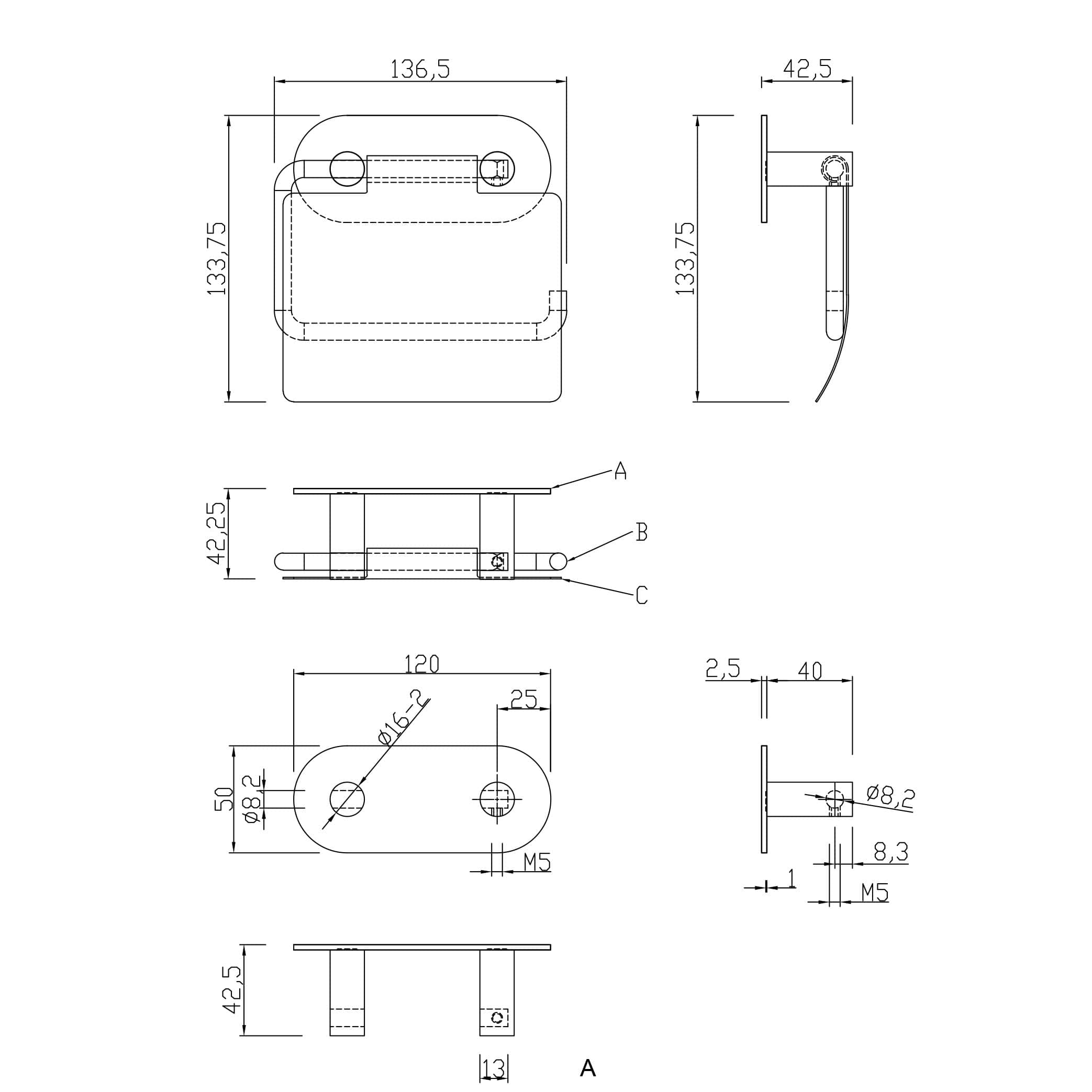 Tours | Toiletrulleholder i Blank Krom Theofils TF-17000046 FINICC