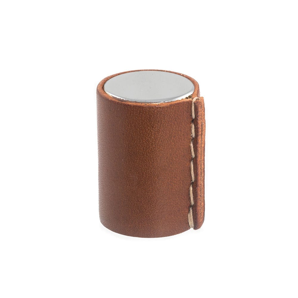 Wrap | Knop i Krom med Cognac Læder Ø 22 mm x D 28 mm Et Al FINICC