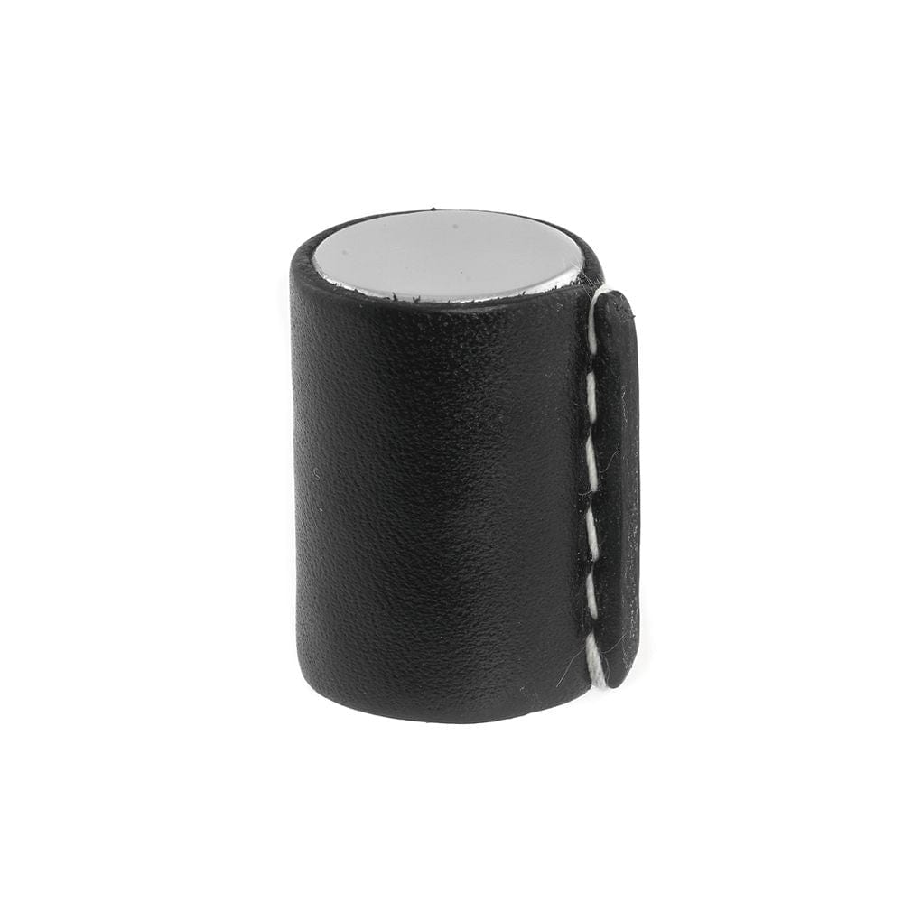 Wrap | Knop i Krom med Sort Læder Ø 22 mm x D 28 mm Et Al FINICC