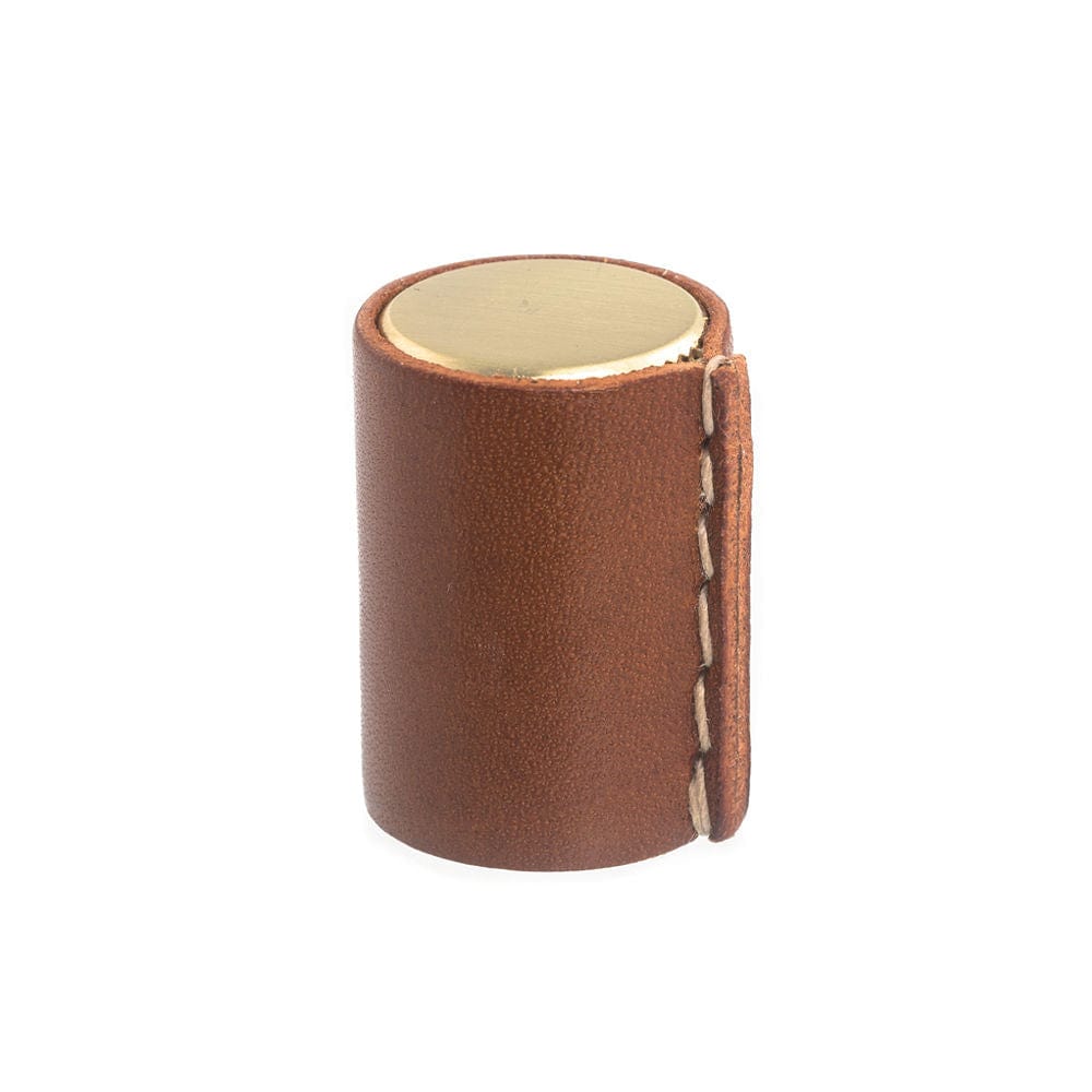 Wrap | Knop i Messing med Cognac Læder Ø 22 mm x D 28 mm Et Al FINICC