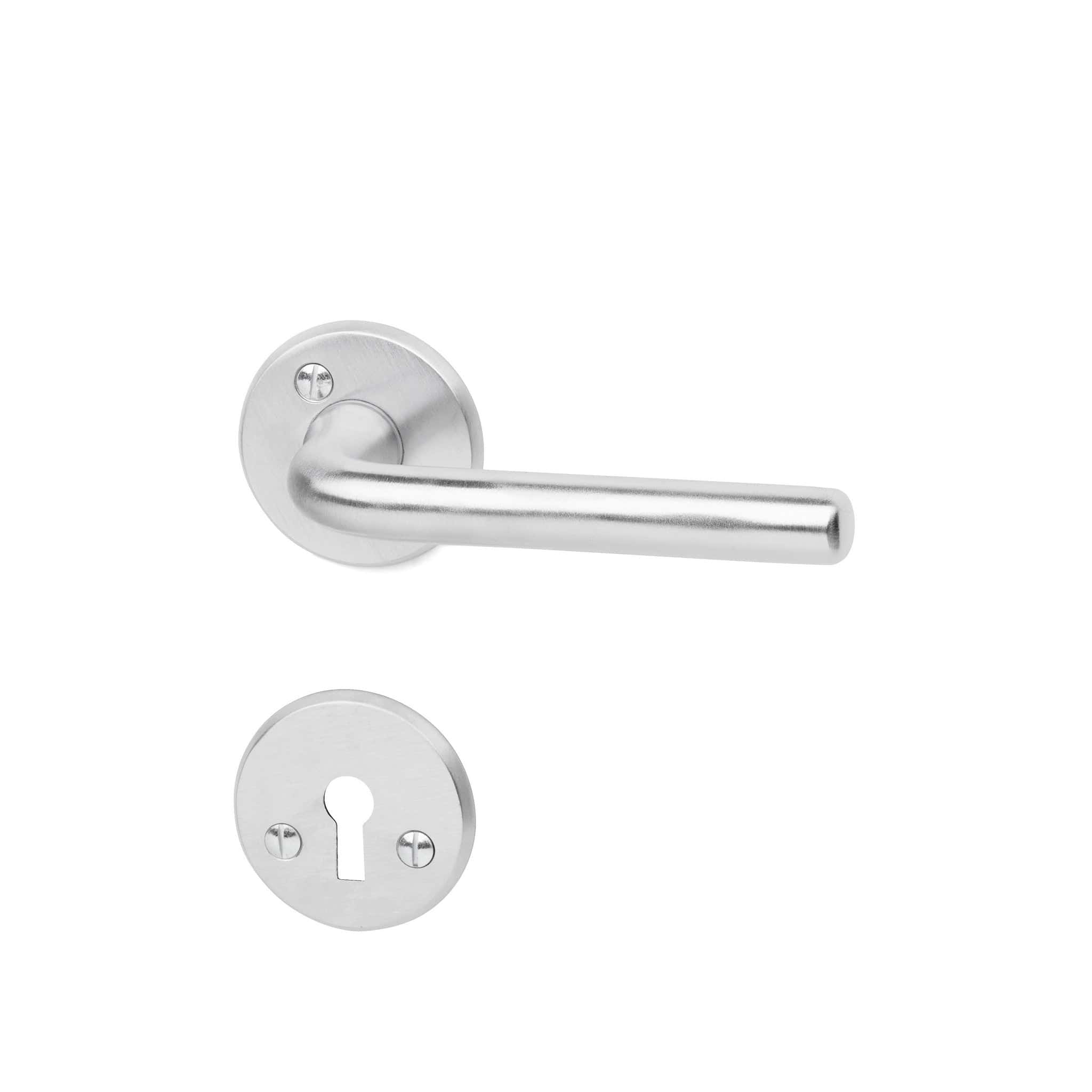 A9691 | Dørhåndtag i Børstet Krom inkl nøgleskilte L 115 mm (C/C 30 mm) Habo HB-15260 FINICC