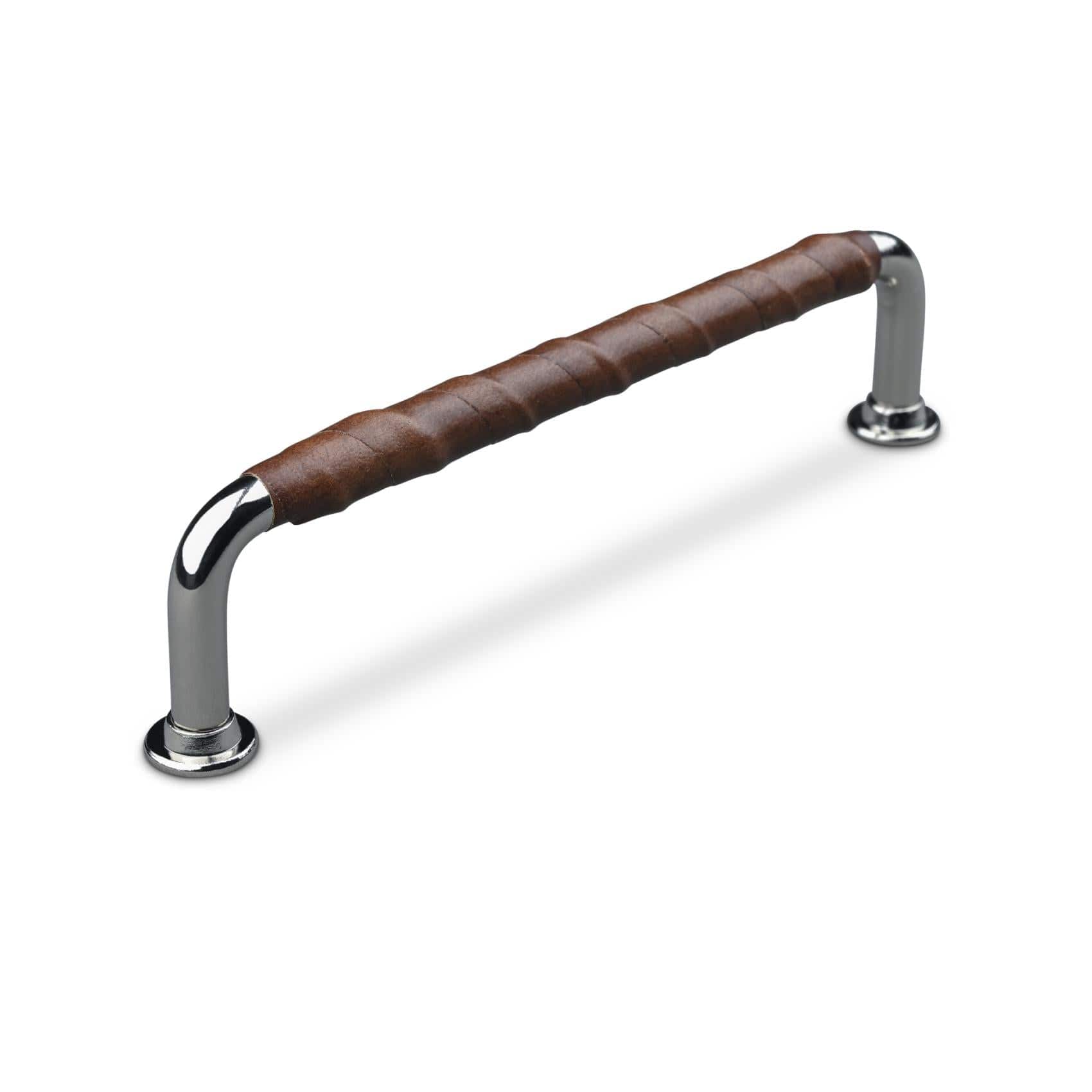 Burano | Greb i Blank Krom / Brun Læder L 140 mm (C/C 128 mm) Theofils FINICC