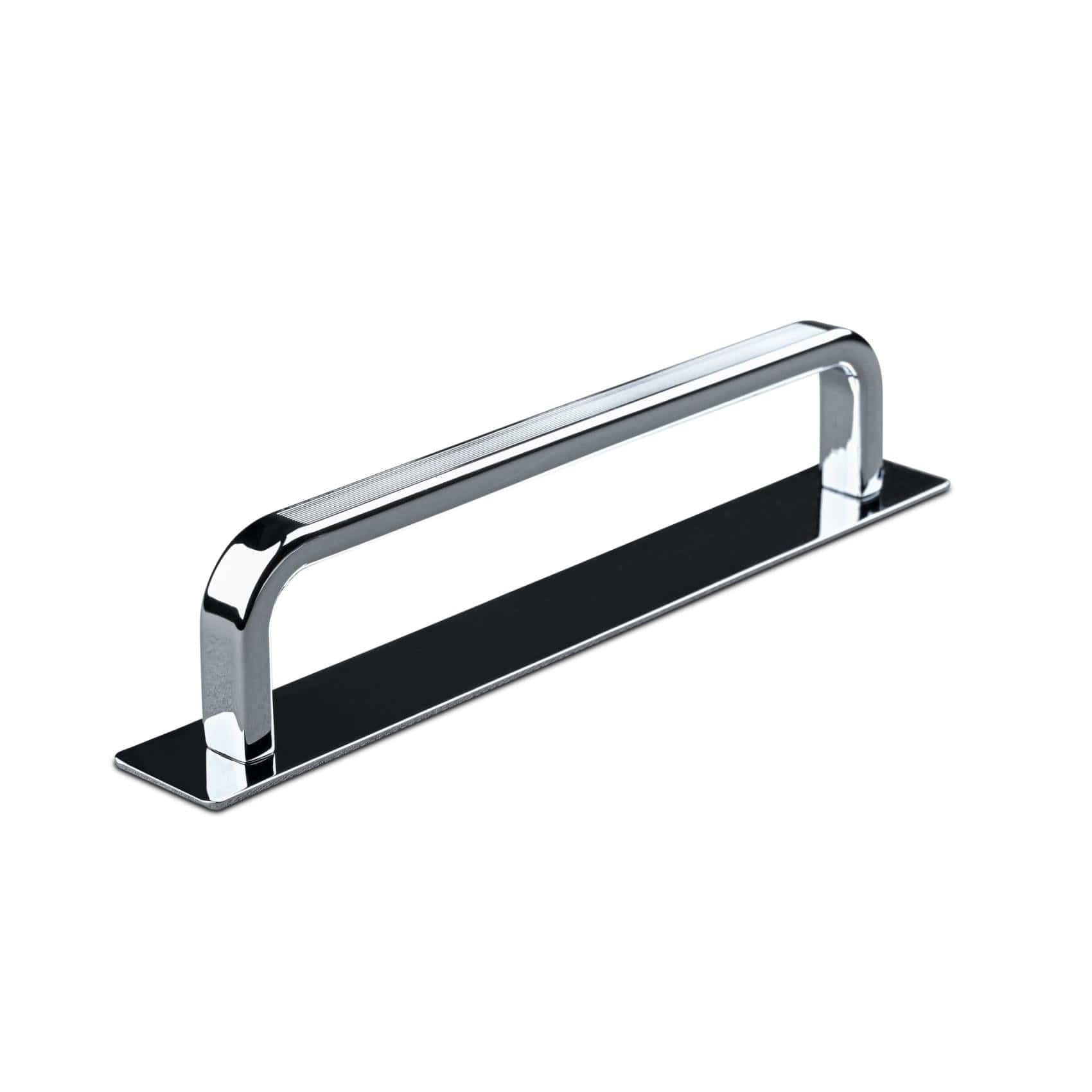 Gardone Stripe | Greb i Blank Krom med bagplade L 134 mm (C/C 128 mm) Theofils FINICC