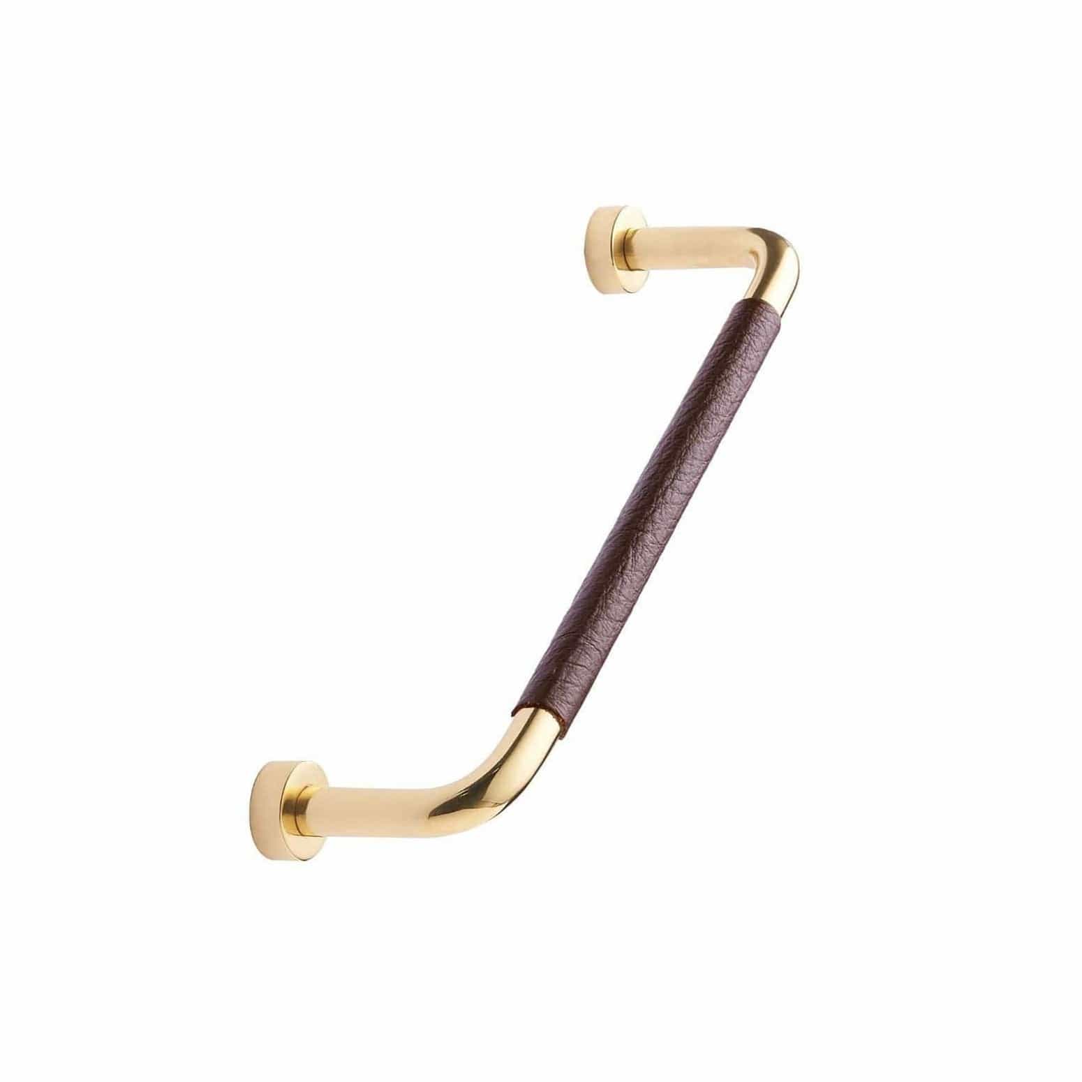 Lounge | Greb i Brun Læder / Poleret Messing L 174 mm (C/C: 160 mm) Furnipart FINICC