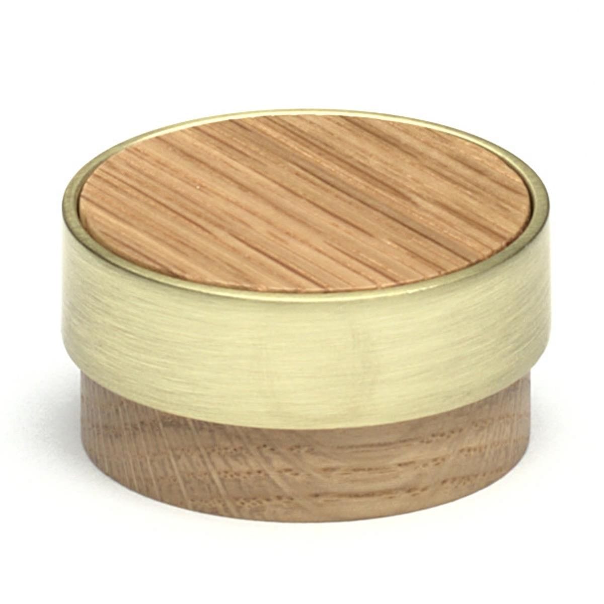 Radio | Møbelknop eller Knage i Lakeret Eg og Messing Ø 49 mm x D 25 mm The Oak Men FINICC