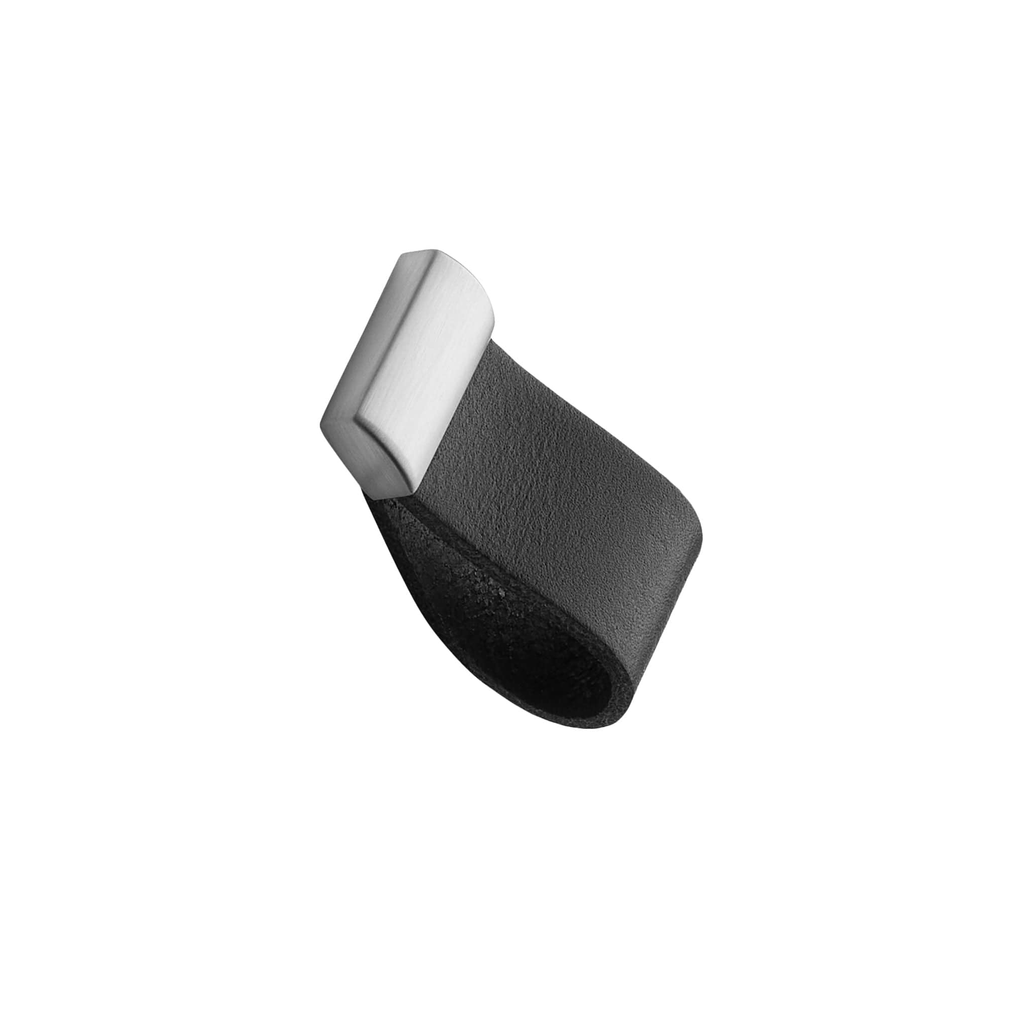 Strap | Greb i Sort Læder / Rustfrit Stål Finish L 30,6 mm (C/C: 16 mm) Furnipart FP-545560016-102/66 FINICC