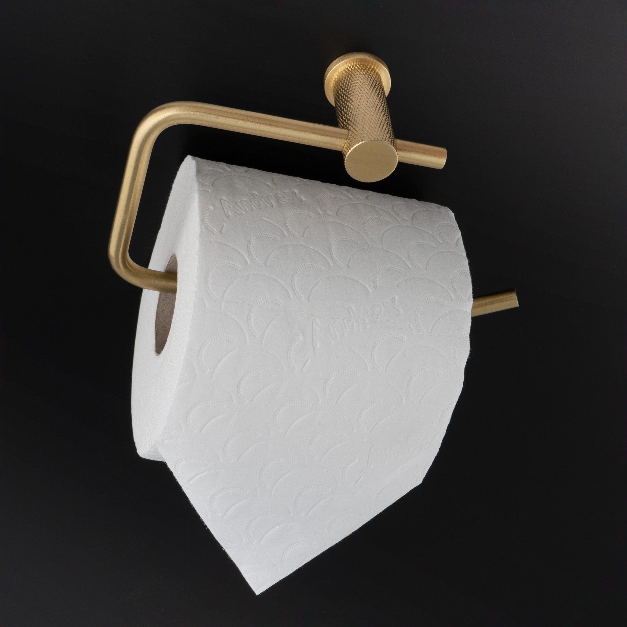 Brunel Diamond Knurled Toilet Roll Holder-Satin Brass PVD Alexander & Wilks AW450SBPVD FINICC