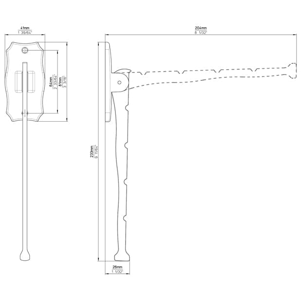 Fold | Knage i Blank Messing H 81 mm x D 204 mm SIRO SR-605-210ZN5 FINICC