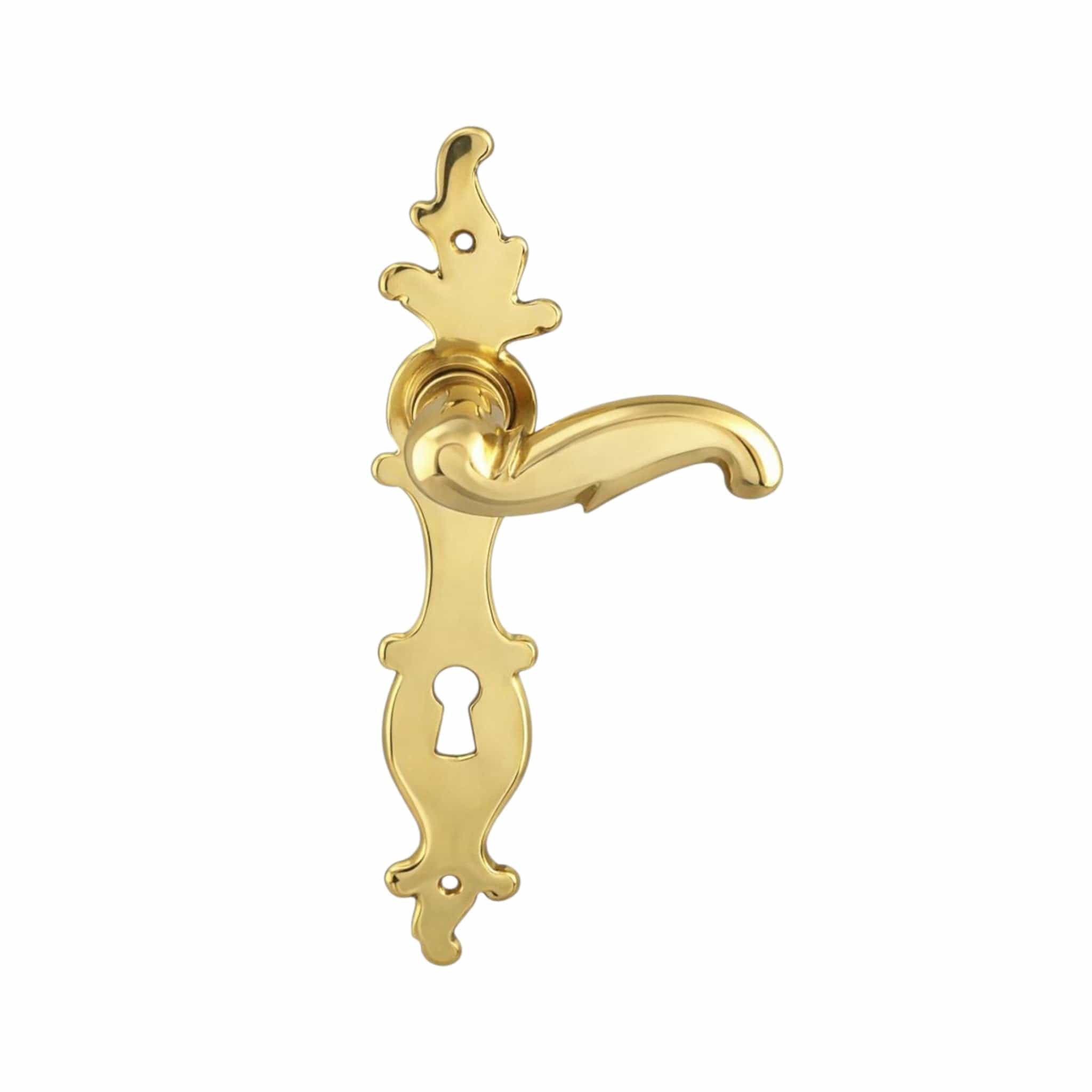 Hellerup 82 | Dørhåndtag i Blank Messing uden Lak på Langskilt med Nøglehul Et Al KC-200177 FINICC