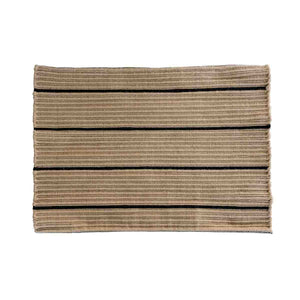 Stripe | Dørmåtte 50X72 Cm - Beige/Sort - Genanvendt Polyester