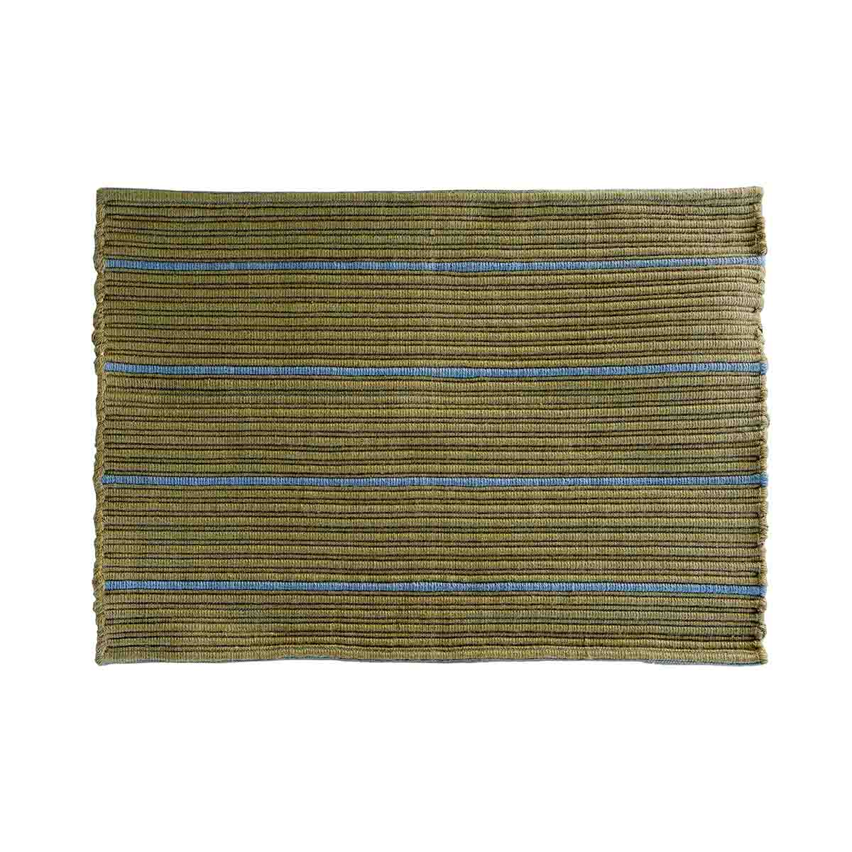 Stripe | Dørmåtte 50X72 Cm - Olive/Blå - Genanvendt Polyester L 72 cm x B 50 cm MOUD Home FINICC