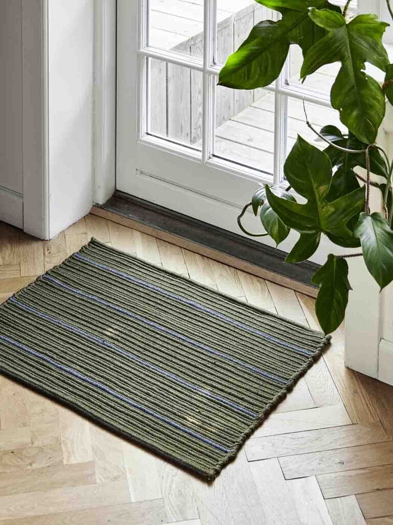 Stripe | Dørmåtte 50X72 Cm - Olive/Blå - Genanvendt Polyester L 72 cm x B 50 cm MOUD Home MH-211211 FINICC