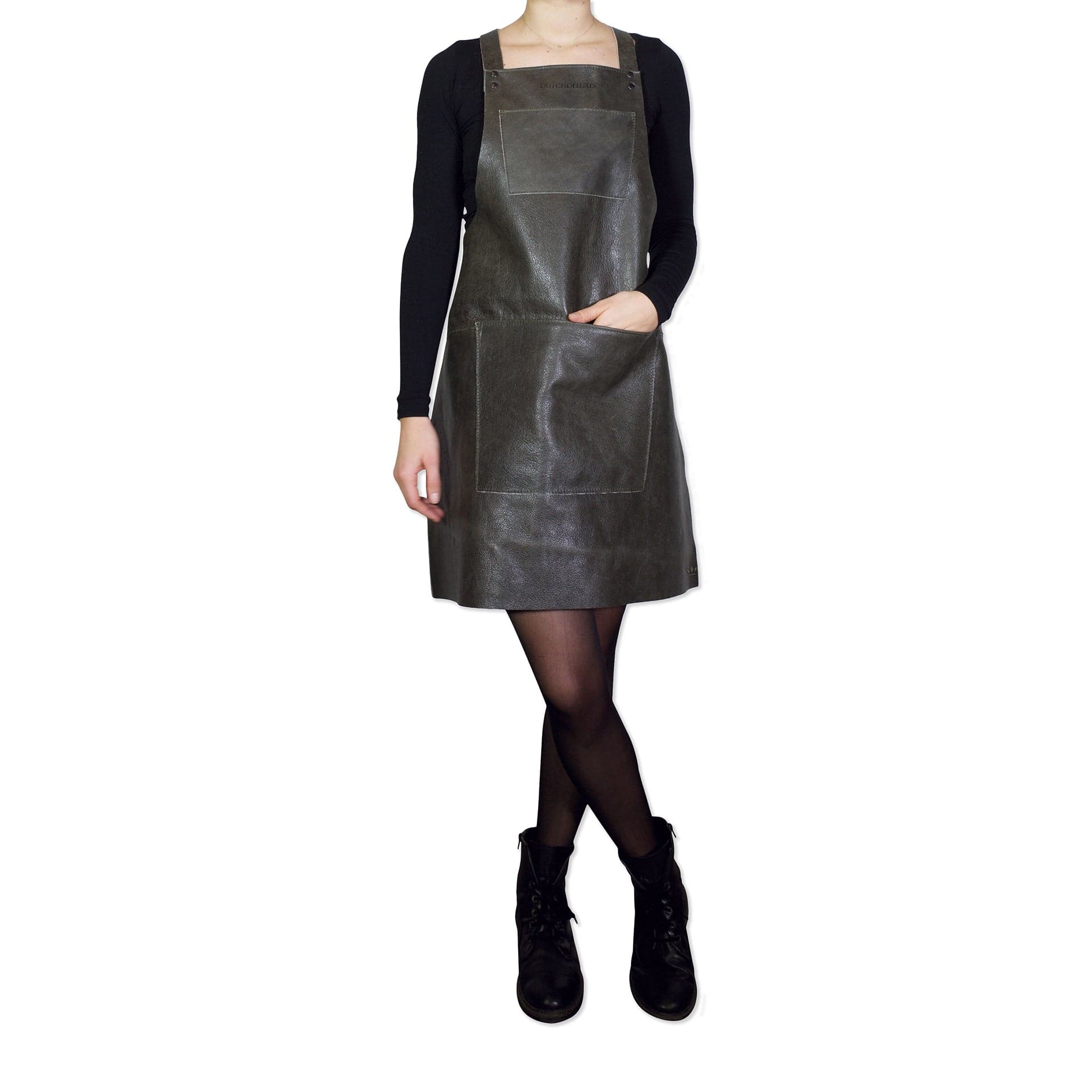 Suspender | Forklæde i Vintage Grey Full Grain læder Dutchdeluxes DD-DDLP-SSL-VG FINICC