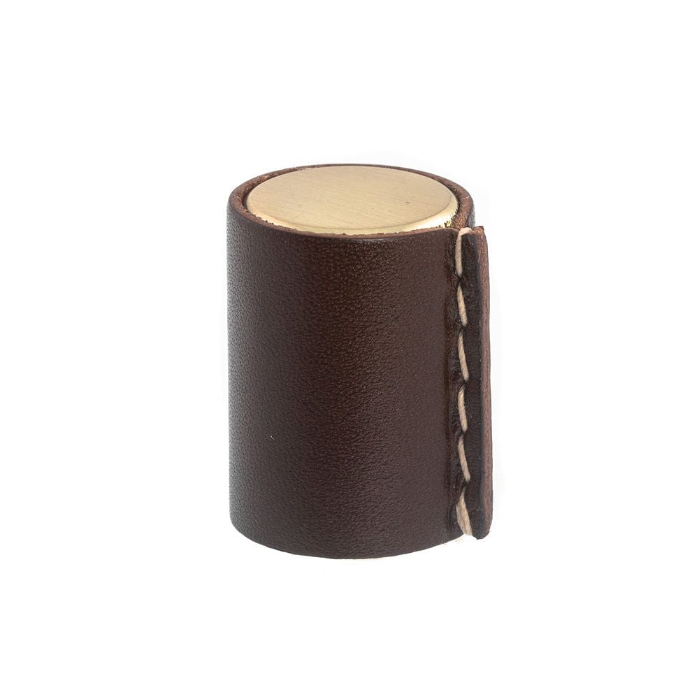 Wrap | Knop i Messing med Brun Læder Ø 22 mm x D 28 mm Et Al FINICC